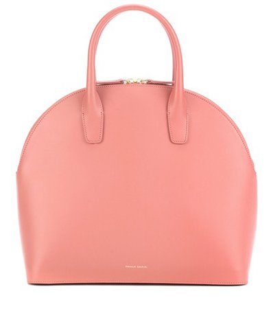 Rounded leather top-handle bag