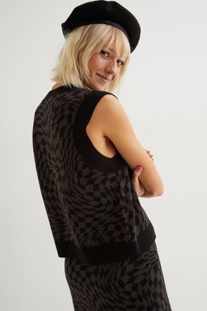 Sweater vest - Black/Grey checked - Ladies | H&M GB