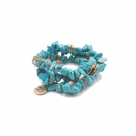 Turquoise & Gold Cluster Stone Bracelet