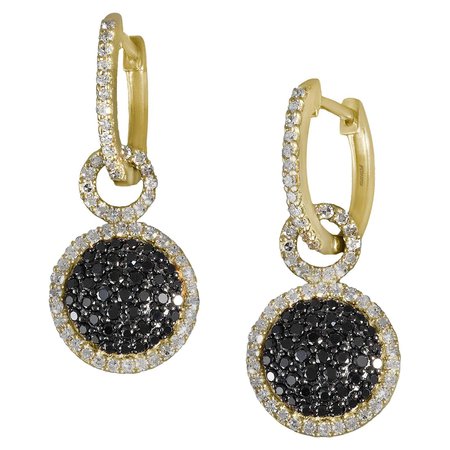Designer Effy's Natural Black Diamond and Diamond Dangling Earrings 14K Y Gold For Sale at 1stDibs | effy earrings, effy diamond rings, effy rose gold ring