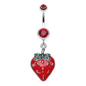 Cute Fruit Themed Belly Ring. Red or Pink Strawberry Belly Button Ring – The Belly Ring Shop
