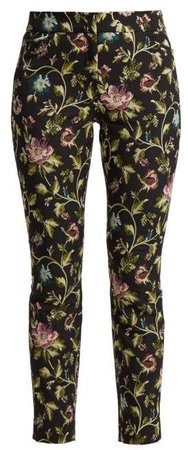 Sidney Floral Jacquard Trousers - Womens - Black Multi