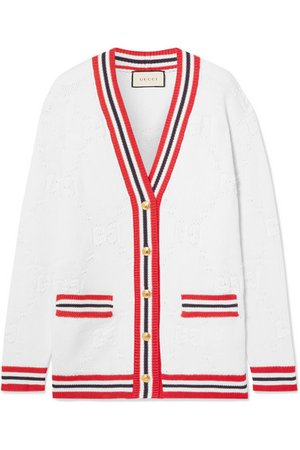 Gucci | Cardigan en mailles jacquard de laine mélangée à rayures | NET-A-PORTER.COM