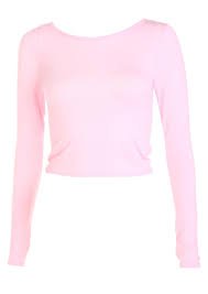 Pink Long Sleeve Crop Top