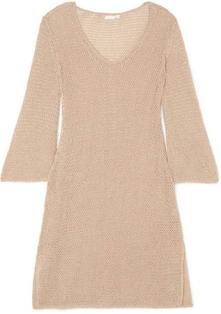 Skin - Lenora Crocheted Cotton Mini Dress - Neutral
