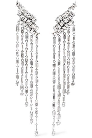 Suzanne Kalan | 18-karat white gold diamond earrings | NET-A-PORTER.COM