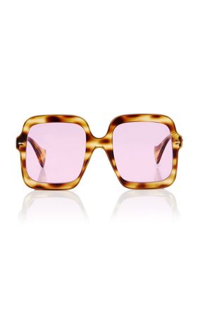 Oversized Rectangular-Frame Acetate Sunglasses By Gucci | Moda Operandi