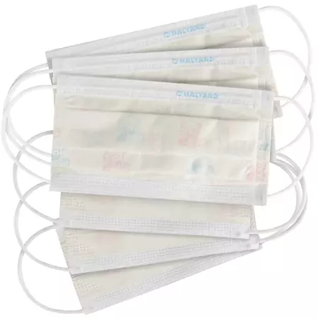 HALYARD Disposable Child's Face Mask w/SO SOFT Earloops, Pleat-Style, Teddy Bear, 47359 (Box of 75) - Walmart.com