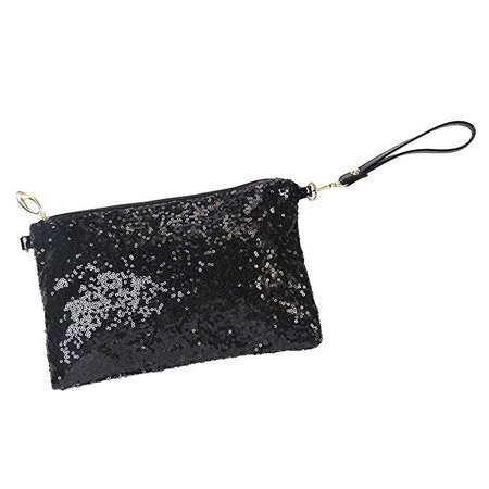 Amazon.com: LUOEM Glitter Handbag Purse Shoulder Bag Sequin Evening Clutch for Women (Black): Clothing