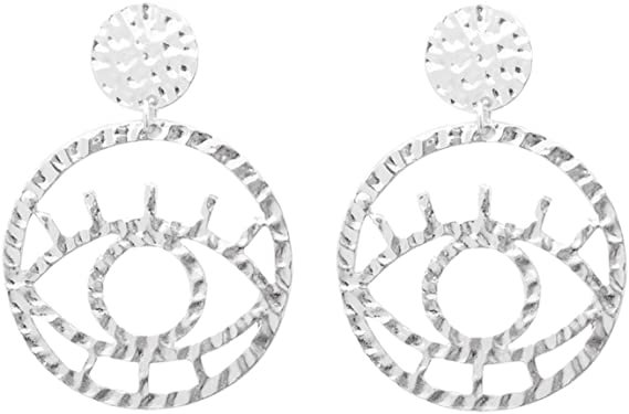 Amazon.com: Hollow Metal Eyes Earrings Women Geometric Big Evil Eyes Tassel Dangle Earrings Lucky Jewelry Gift (gold): Clothing