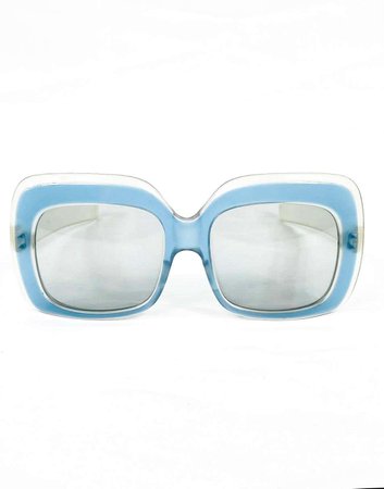 1970's Vintage JEAN PATOU Blue Square Sunglasses For Sale at 1stdibs
