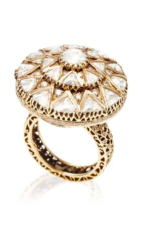 18k Gold and Diamond Royal Ring by Sanjay Kasliwal | Moda Operandi