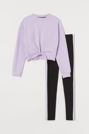 2-piece Cotton Set - Light purple/black - Kids | H&M US