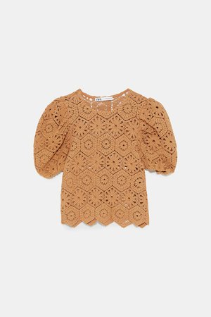 CROCHET KNIT TOP - NEW IN-WOMAN | ZARA United States brown