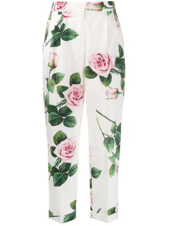 Dolce & Gabbana Rose Print Tailored Trousers - Farfetch
