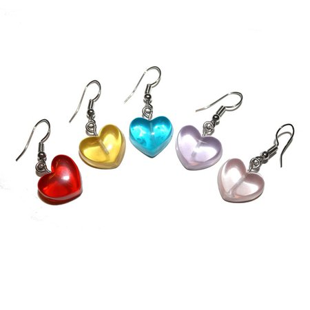 Chunky Heart Earrings cute plastic chunky heart translucent | Etsy