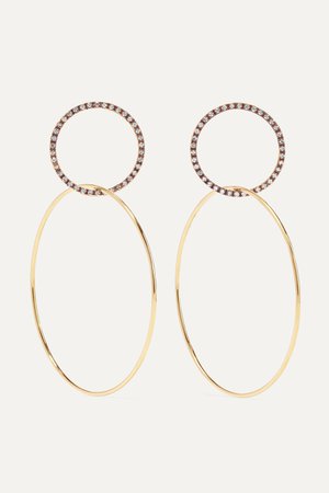 Gold Double Slim Medium 18-karat gold diamond hoop earrings | Ileana Makri | NET-A-PORTER