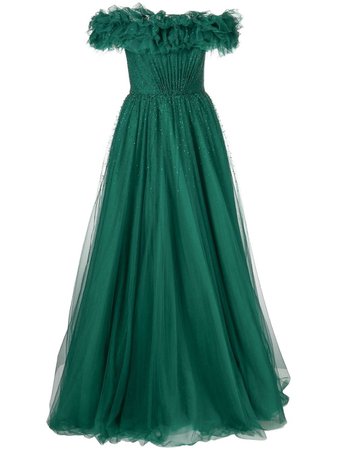 Jenny Packham off-shoulder Tulle Gown - Farfetch