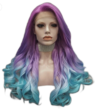 Purple and teal ombre wig