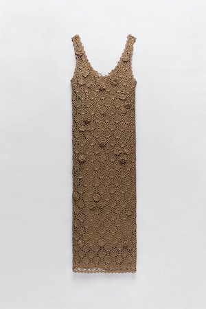 KNIT FLORAL DRESS | ZARA United States brown