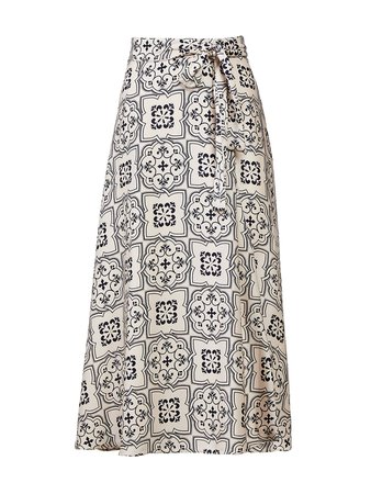 Ann Taylor | Tiled Tie Waist Maxi Skirt in Smooth Stone | Bird Style Box