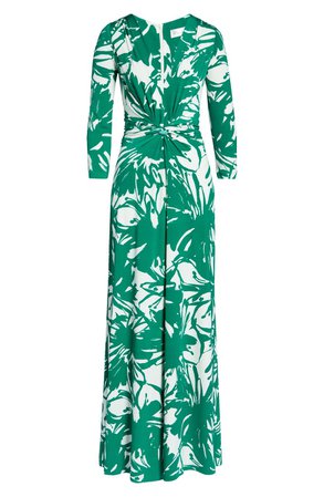 Eliza J Tropical Print Twist Jumpsuit green