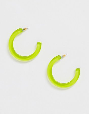 Missguided resin circular hoops in neon green | ASOS