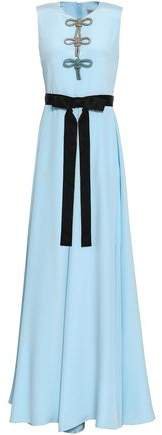 Tie-front Bow-embellished Silk Maxi Dress