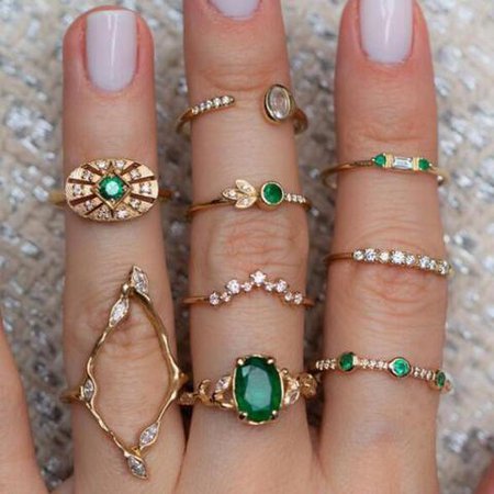 set of emerald green rings - Google Search