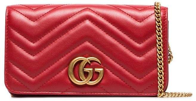 red Marmont chevron quilted leather bag