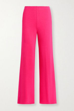 Bright pink Strech-terry wide-leg pants | LESET | NET-A-PORTER