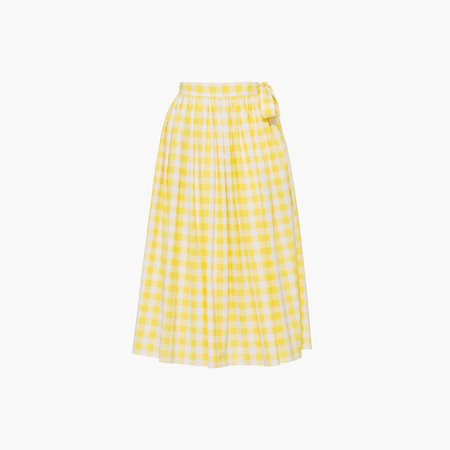Printed gingham print skirt Yellow | Miu Miu