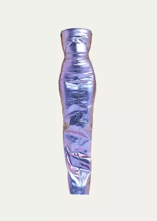 Rick Owens Strapless Column Fitted Metallic Gown - Bergdorf Goodman