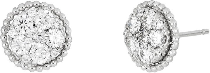 Mika Beaded Circle Diamond Stud Earrings