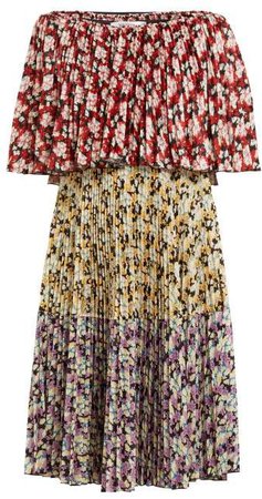 Spring Garden Print Pleated Dress - Womens - Multi