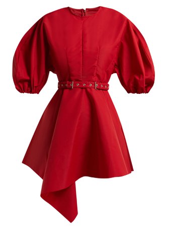 MARQUES'ALMEIDA  Asymmetric belted taffeta red dress