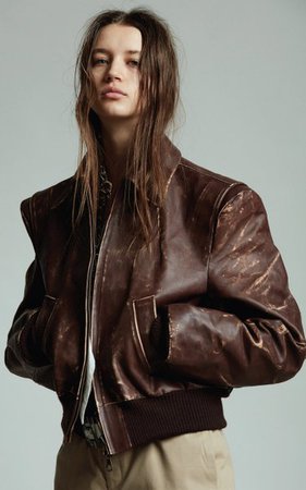 Americana Distressed Leather Zip Jacket By R13 | Moda Operandi