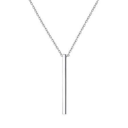 Amazon.com: VogueWe 925 Sterling Silver Plain Vertical Bar Pendant Necklace, Minimalist Bar Necklace 18'': Jewelry
