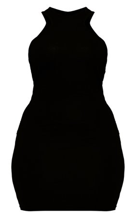 Plus Black Jersey Racer Neck Bodycon Dress | PrettyLittleThing USA