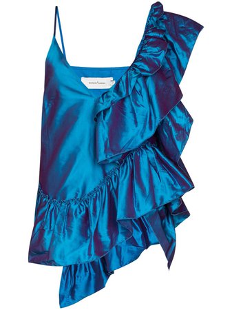 Shop blue Marques'Almeida ruffled metallic camisole with Express Delivery - Farfetch
