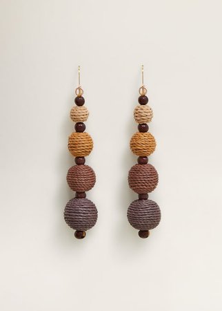 Wood pendant earrings - Women | Mango USA