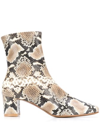 By Far Snakeskin-Effect Zip-Up Ankle Boots Ss20 | Farfetch.com
