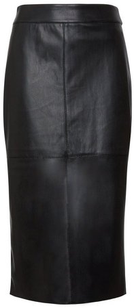 **DP Tall Black Faux Leather Midi Skirt