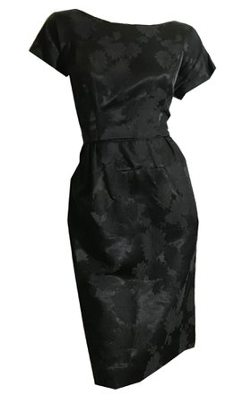 Black Floral Damask Silk Short Sleeved Cocktail Dress circa 1960s – Dorothea's Closet Vintage