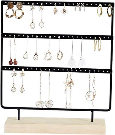 Amazon.com: lemonadeus Earrings Organizer Jewelry Display Wood Stand (44 Holes 2 Layers) (White) : Clothing, Shoes & Jewelry