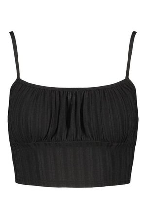 Recycled Rib Ruched Bust Strappy Crop Top | boohoo