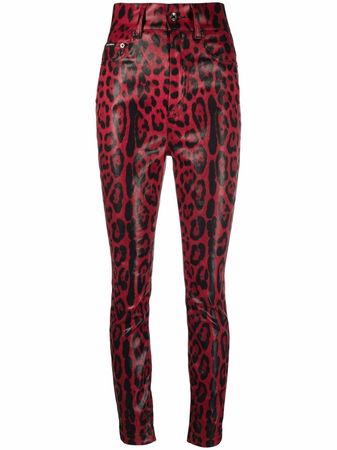 Dolce & Gabbana leopard print drill jeans