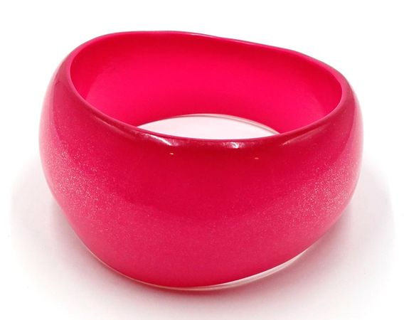 Hot Pink Glitter Asymmetrical Bangle Bracelet