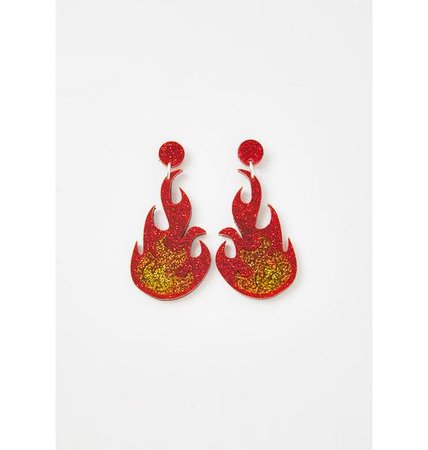 No Basic Bombshell Red Glitter Flame Earrings | Dolls Kill