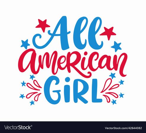 All american girl fourth of july lettering Vector Image